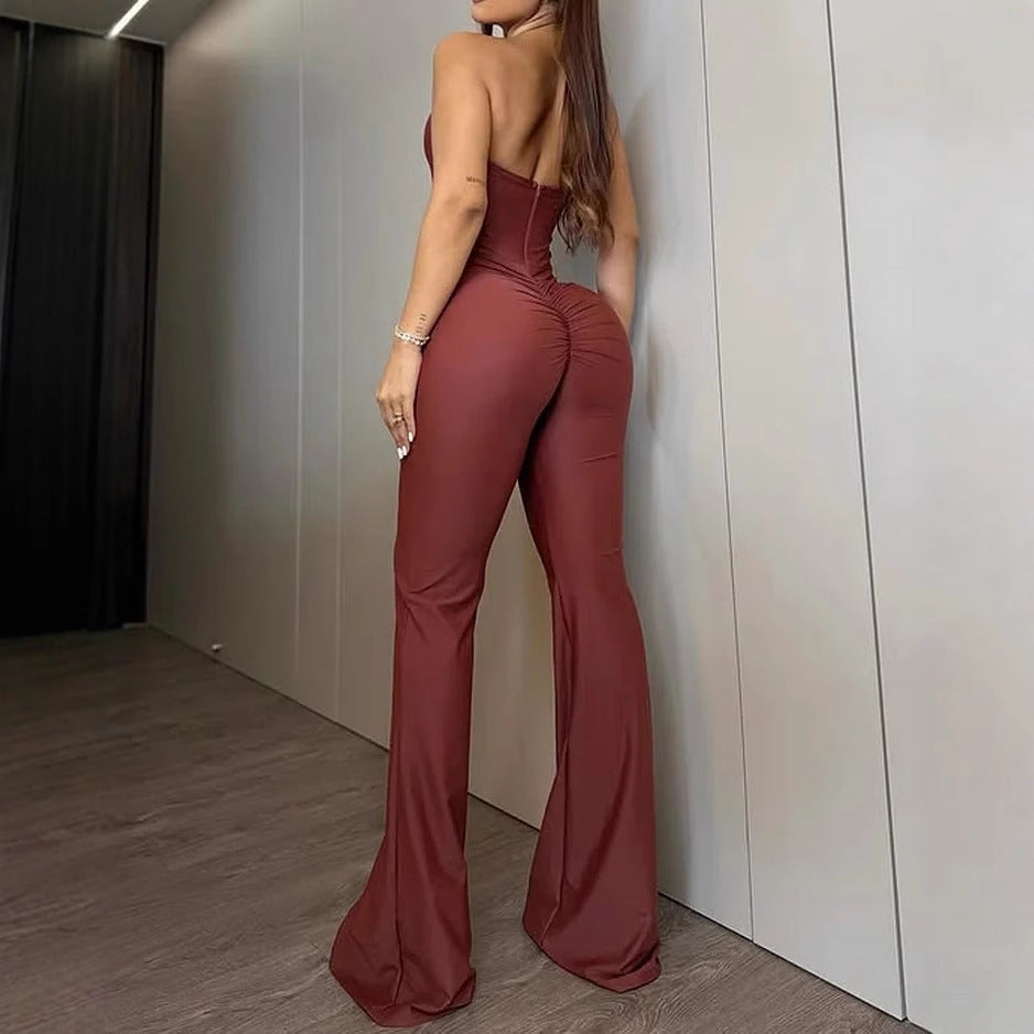 Women's Simple Solid Color Backless Sexy Jumpsuit (Copy)