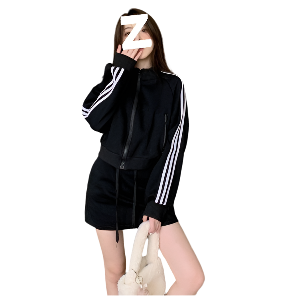 Casual All-match Suit Women's Pink Sweatshirt Coat Skirt