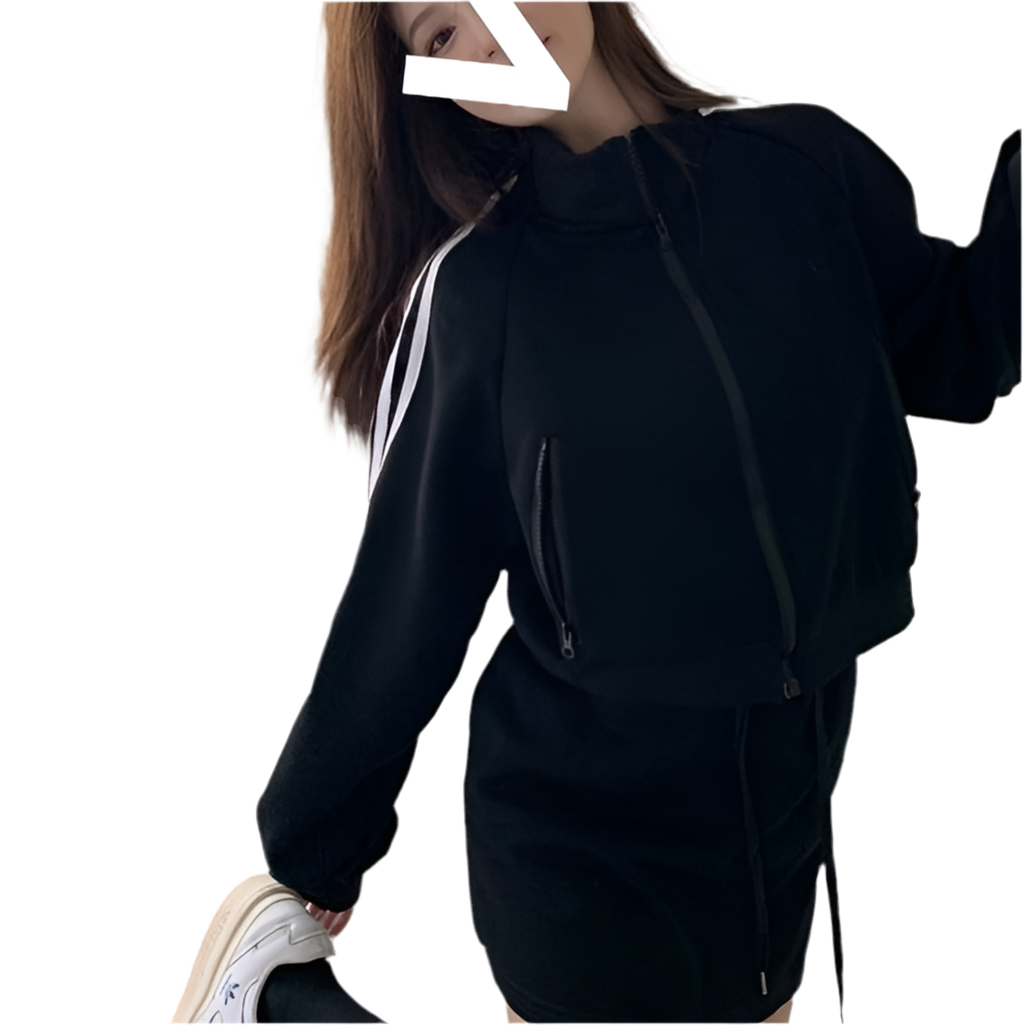 Casual All-match Suit Women's Pink Sweatshirt Coat Skirt