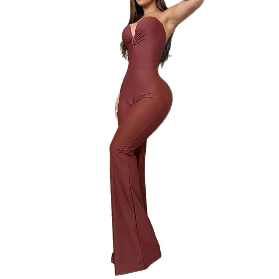 Women's Simple Solid Color Backless Sexy Jumpsuit (Copy)